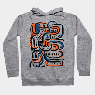 Aztec Orange Blue Graffiti Creatures Hoodie